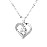 S925 Silver 18" Mom Heart Zircon Necklace - Gift for Mom Wife