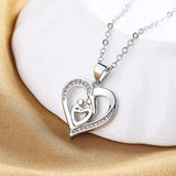 S925 Silver 18" Mom Heart Zircon Necklace - Gift for Mom Wife
