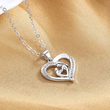 S925 Silver 18" Mom Heart Zircon Necklace - Gift for Mom Wife