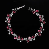 925 Silver 18K Zircon Bracelet Emerald Sapphire Bride Wedding Party Jewelry