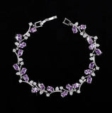 925 Silver 18K Zircon Bracelet Emerald Sapphire Bride Wedding Party Jewelry