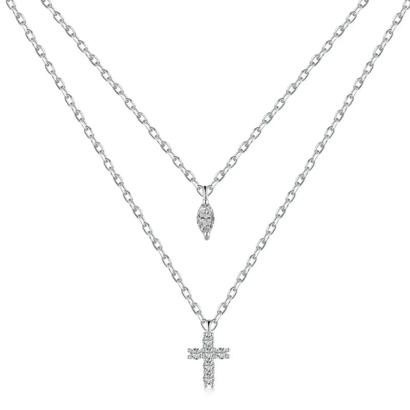 S925 Sterling Silver Cross Pendant Necklace for Women