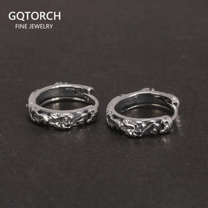 S925 Sterling Silver 18mm Hoop Earrings with Vintage Pixiu Pattern