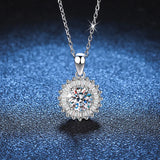 S925 Sterling Silver 1CT Moissanite Pendant Necklace Flower Charm Necklace