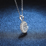 S925 Sterling Silver 1CT Moissanite Pendant Necklace Flower Charm Necklace