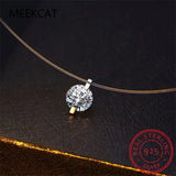 Sterling Silver 1ct D VVS1 Diamond & Moissanite Fishing Line Pendant Necklace