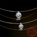 Sterling Silver 1ct D VVS1 Diamond & Moissanite Fishing Line Pendant Necklace