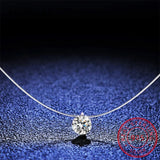Sterling Silver 1ct D VVS1 Diamond & Moissanite Fishing Line Pendant Necklace