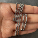 S925 Sterling Silver 2.5mm Whip Rope Men's Necklace Punk Rock Long Necklace