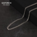 S925 Sterling Silver 2.5mm Whip Rope Men's Necklace Punk Rock Long Necklace