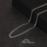S925 Sterling Silver 2.5mm Whip Rope Men's Necklace Punk Rock Long Necklace