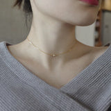 S925 Sterling Silver 2-layer Ball Beads Choker Necklace Pendant
