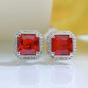 Vintage 1ct Pigeon Blood Red Diamond Earrings