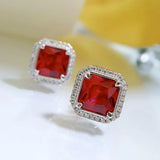 Vintage 1ct Pigeon Blood Red Diamond Earrings