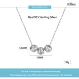 Sterling Silver 3 Beads Necklace Round Rose Pendant Necklaces Gift