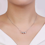 Sterling Silver 3 Beads Necklace Round Rose Pendant Necklaces Gift