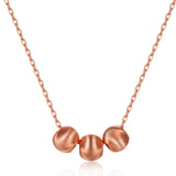 Sterling Silver 3 Beads Necklace Round Rose Pendant Necklaces Gift
