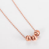 Sterling Silver 3 Beads Necklace Round Rose Pendant Necklaces Gift