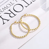 S925 Large Hoop Earrings 32mm Round Bead Ear Buckle for Women