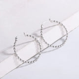S925 Large Hoop Earrings 32mm Round Bead Ear Buckle for Women