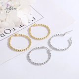 S925 Large Hoop Earrings 32mm Round Bead Ear Buckle for Women