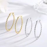 S925 Large Hoop Earrings 32mm Round Bead Ear Buckle for Women