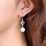 S925 Flower Zircon Pearl Earrings For Women Wedding Jewelry