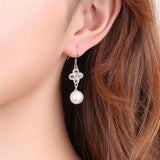 S925 Flower Zircon Pearl Earrings For Women Wedding Jewelry