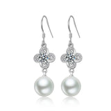 S925 Flower Zircon Pearl Earrings For Women Wedding Jewelry