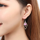 S925 Sterling Silver Zircon Square Earrings Wedding Gift Jewelry