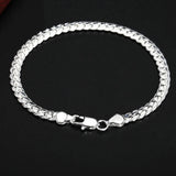 S925 Silver 5mm 8 Inch Full Side Chain Bracelet Men Women Party Gift