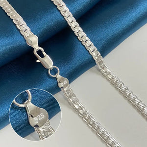 Sterling Silver 6MM Full Side Chain Bracelet Necklace