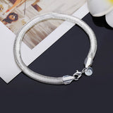 Sterling Silver 6mm 8" Snake Chain Bracelet Men Women Gift Jewelry