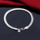 Sterling Silver 6mm 8" Snake Chain Bracelet Men Women Gift Jewelry
