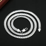 Sterling Silver 6mm Full Sideways Necklace 8/18/20/24 Inch Chain
