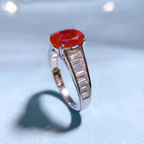 S925 Sterling Silver 7 * 9mm Oval Pigeon Blood Red Ring