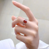 S925 Sterling Silver 7 * 9mm Oval Pigeon Blood Red Ring
