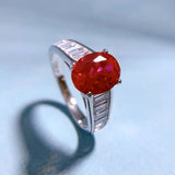 S925 Sterling Silver 7 * 9mm Oval Pigeon Blood Red Ring