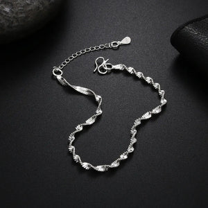 S925 Silver Water Wave Chain Bracelet 8 Inches