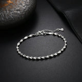 S925 Silver Water Wave Chain Bracelet 8 Inches