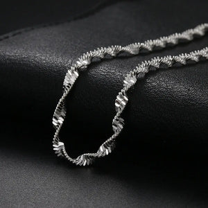 S925 Silver Water Wave Chain Bracelet 8 Inches