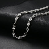 S925 Silver Water Wave Chain Bracelet 8 Inches