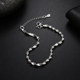 S925 Silver Water Wave Chain Bracelet 8 Inches