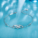 S925 Silver 8-shaped Heart Zircon Bracelet Elegant Jewelry