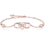 S925 Silver 8-shaped Heart Zircon Bracelet Elegant Jewelry