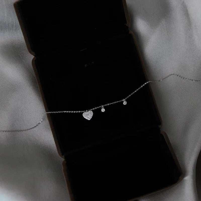 S925 Silver 8mm Heart CZ O Chain Necklace