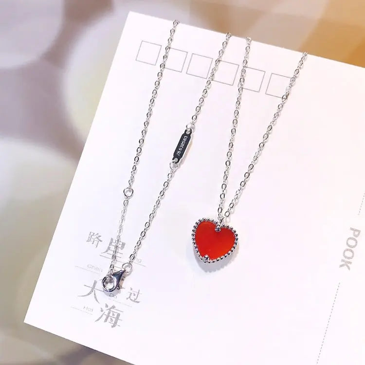S925 Sterling Silver Pendant Necklace Woman Jewelry Agate Zircon Chain
