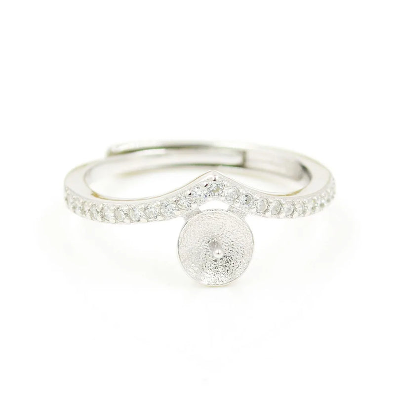 S925 Adjustable Silver Ring for 7-8mm Pearl