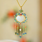 S925 Sterling Silver Ancient Enamel Tassel Pendant Hetian Jade Cloisonne Sweater