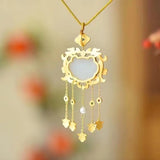 S925 Sterling Silver Ancient Enamel Tassel Pendant Hetian Jade Cloisonne Sweater